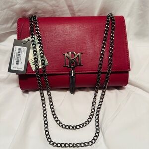 Badgley Mischka Red Crossbody Bag with Chain